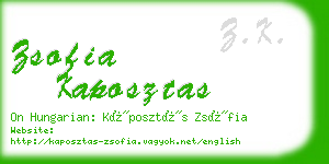 zsofia kaposztas business card